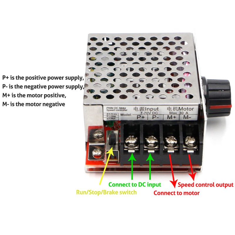 RioRand PWM DC Motor Speed Controller Switch Control 7-70V 30A Fuse (RRLSKJAASSSSSSS) - Image 4
